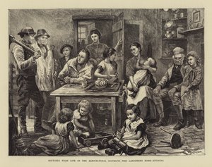 Skizzen aus dem Leben in den landwirtschaftlichen Bezirken, das Heim des Arbeiters, Abend (Stich)