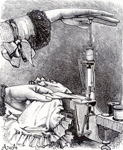 Kleine Nähmaschine mit Steppstich, acht Zoll lang, wiegt 8 Unzen, aus Cassells Familienmagazin, veröffentlicht 1886 von English School