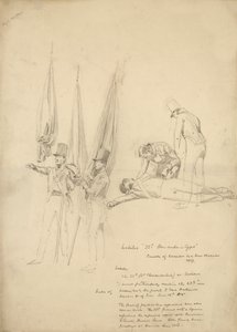 Soldaten von Waterloo (Bleistift auf Papier) von English School