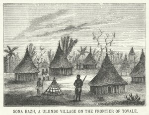 Sona Bazh, ein Ulundo-Dorf an der Grenze von Tovale (Stich) von English School