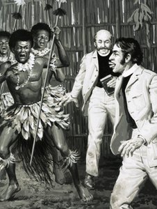 Südseeinsel-Kannibalen waren ziemlich abgeschreckt, als ein Missionar seinen Mund öffnete