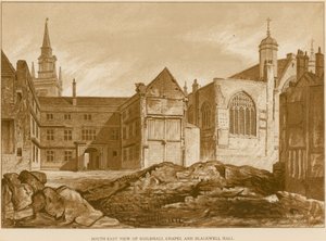 Südostansicht der Guildhall-Kapelle und Blackwell Hall, London von English School