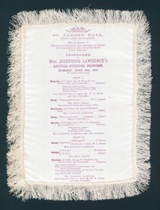 St Jamess Hall, Regent Street und Piccadilly, Programm des jährlichen Abendkonzerts von Miss Josephine Lawrence, 15. Juni 1875 von English School