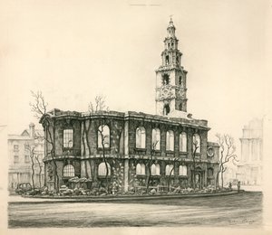 St Mary-Le-Strand, London, Bleistiftskizze datiert 1942 von English School