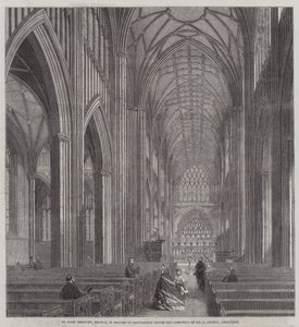 St. Mary Redcliff, Bristol, im Prozess der Restaurierung unter der Leitung von Mr. G. Godwin, Architekt (Stich) von English School