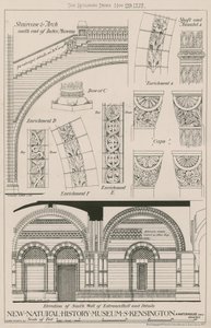 Treppe und Bogen und Erhebung der Südwand der Eingangshalle des neuen Natural History Museum, South Kensington von English School