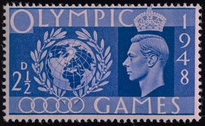 Briefmarke zur Erinnerung an die Olympischen Spiele 1948 in London von English School