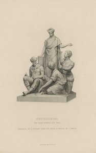 Statue, die Ingenieurwesen darstellt, die das Albert Memorial schmückt von English School