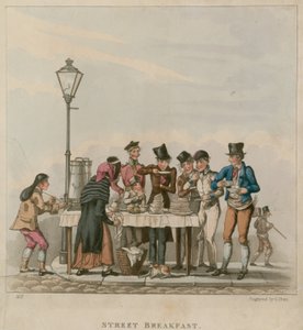 Straßenfrühstück; Karikatur von English School