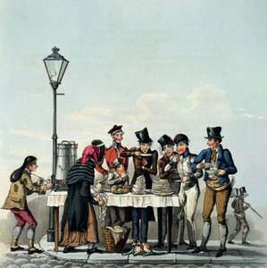 Straßenfrühstück, graviert von G. Hunt, 1825 von English School