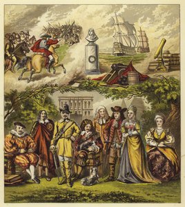 Stuarts, Commonwealth und Haus Oranien; König Jakob I, König Karl I, Oliver Cromwell, König Karl II, König Jakob II, Wilhelm und Maria, Königin Anne von English School