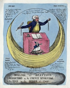 Erhabene und schöne Reflexionen über die Französische Revolution oder der Mann im Mond in Freiheit, veröffentlicht 1790 von English School