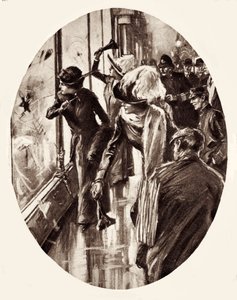 Suffragetten-Zeichnung von Frauen, die Schaufenster in London einschlagen, März 1912 (Gravur) von English School