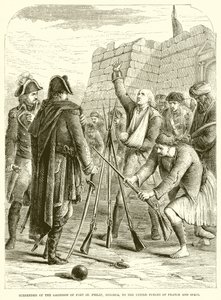 Übergabe der Garnison von Fort St. Philip, Menorca, an die vereinten Streitkräfte von Frankreich und Spanien von English School