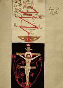 Symbolische Entwürfe auf dem Deckel des Pastos im Gewölbe der Adepten, ca. 1895