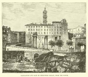 Tabularium und Rückseite des Senatorenpalastes, vom Forum aus von English School