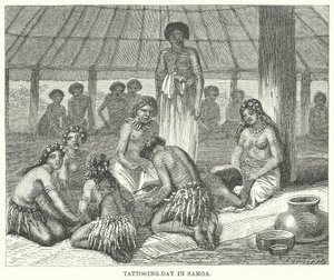 Tätowierungstag in Samoa (Gravur) von English School