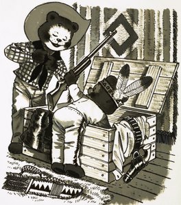 Teddybären spielen Cowboys und Indianer