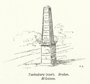 Tewkesbury, nahe Bredon, Meilenstein von English School