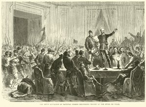 Das 106. Bataillon der Nationalgarde liefert Trochu im Hôtel de Ville ab, Oktober 1870