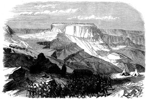 Das 33. Fußregiment rückt auf Magdala vor, aus Die britische Expedition nach Abessinien, 1868 von English School
