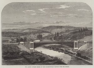Die Albert Edward Brücke der Coalbrookdale Railway über den Severn (Stich) von English School