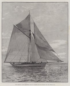 Die amerikanische Yacht Volunteer, gebaut um mit der Thistle um den America Cup zu konkurrieren (Gravur)