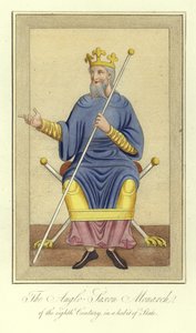 Der angelsächsische Monarch des 8. Jahrhunderts in einem Staatsgewand von English School