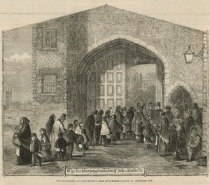 Die Almosenverteilung des Erzbischofs von Canterbury im Lambeth Palace am Weihnachtstag von English School