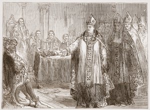 Die Erzbischöfe von York und Canterbury vor dem Parlament in der Westminster Abbey, Illustration aus Die Geschichte des Protestantismus von James Aitken Wylie, veröffentlicht 1878 von English School
