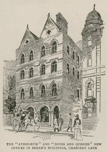 Das Athenaeum und Notes and Queries neue Büros in Breams Buildings, Chancery Lane, London von English School