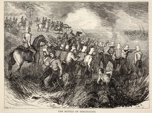 Die Schlacht von Ferozeshah, Illustration aus Cassells Illustrierter Geschichte Englands