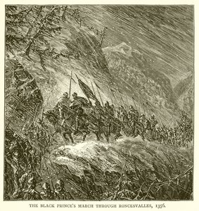 Der Marsch des Schwarzen Prinzen durch Roncesvalles, 1356 von English School