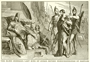 Der blinde Zedekia, letzter König von Juda, vor Nebukadnezar von Babylon von English School