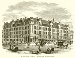 Der Block der Peabody-Gebäude, Spitalfields von English School