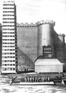 Der Ziegelturm und Musculus bei der Belagerung von Marseille, graviert von Cornelis Huyberts, Illustration aus Caesars Commentaries, ins Englische übersetzt von William Duncan, veröffentlicht 1753 von English School