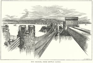 Die Brücken, vom Conway Castle (Gravur) von English School