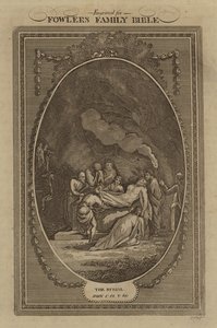 Das Begräbnis, Johannes, Kapitel 19, Vers 40 (Gravur) von English School