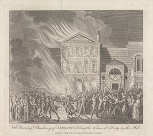 Das Brennen und Plündern von Newgate und die Befreiung der Verbrecher durch den Mob von English School