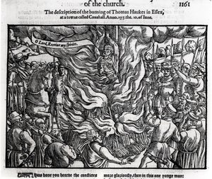 Die Verbrennung von Thomas Haukes, 10. Juni 1555, aus 