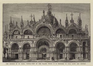 Die Kirche von St. Markus, Venedig, Ansicht der Fassade, die abgerissen und neu aufgebaut werden soll von English School
