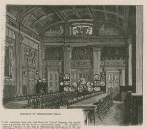 Die Stadtgilden: Die Fishmongers Company: Innenraum der Fishmongers Hall von English School
