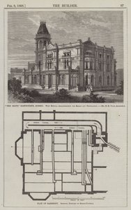"The Cliff," Eastbourne, Sussex, mit speziellen Anordnungen für Rauch und Belüftung, Mr. H. H. Vale, Architekt (Gravur) von English School