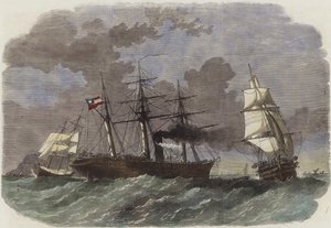 Die konföderierte Kriegsschaluppe Sumter erobert zwei Bundeshandelsschiffe vor Gibraltar von English School