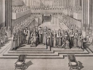 Die Krönung von König James II (1633-1701) und seiner zweiten Frau Maria von Modena (1658-1718), 1685 von English School