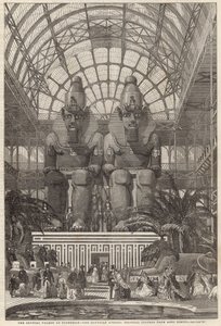 Der Crystal Palace in Sydenham; Die ägyptische Allee, kolossale Figuren aus Aboo Simbel