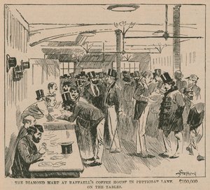 Der Diamantenmarkt im Raffaells Coffee House in Petticoat Lane von English School
