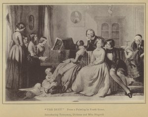 Das Duett, nach einem Gemälde von Frank Stone, mit Tennyson, Dickens und Miss Hogarth von English School