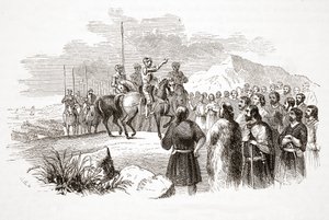 Der Earl of Richmond spricht die walisischen Häuptlinge in Milford Haven an von English School