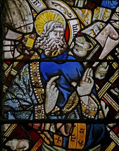 Ostfenster (Ew) mit Darstellung eines Propheten (komposite Figur) - mit farbigem Glas